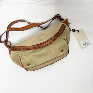 NEW with tags Malene Birger Beige and Brown Canvas and Leather Bum Bag Belt Bag